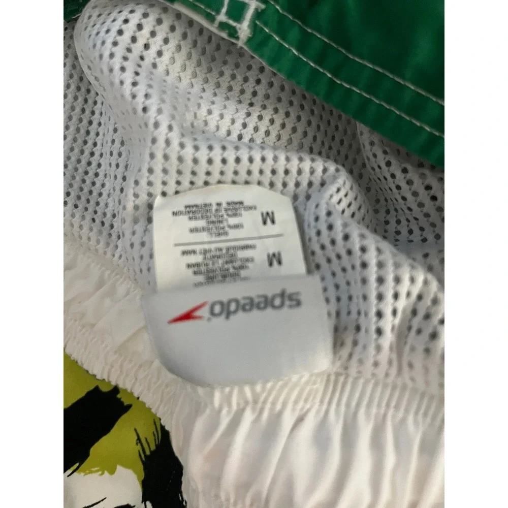 Speedo Swim Trunks Mens Floral Hibiscus Board Shorts Size M Green White